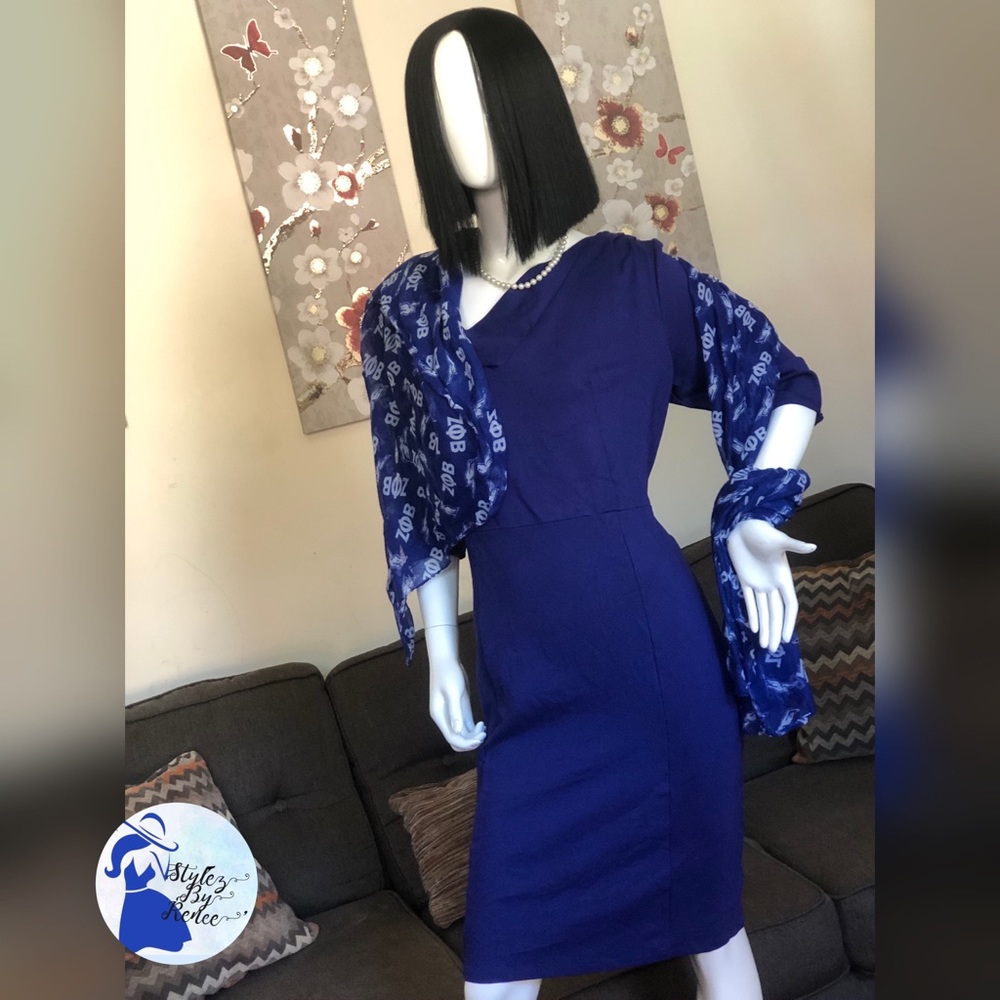 Royal Blue Knee-Length A-Line Dress